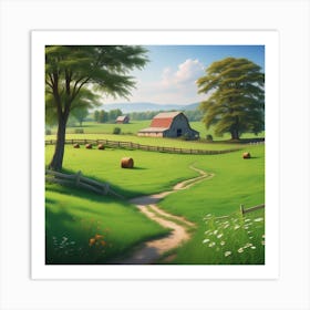 Hay Bales In The Field Art Print