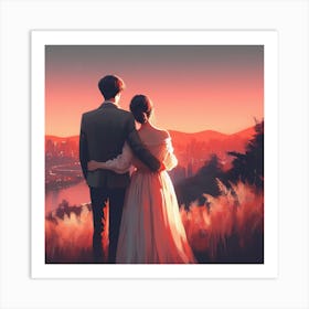 Korean Couple At Sunset Art Print