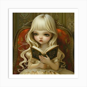 Little Girl Reading A Book 2 Art Print