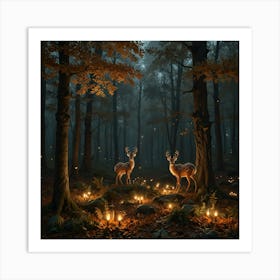 Deer In The Forest 11 Art Print