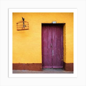 Caged Birds And Doorway Square Art Print