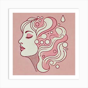 woman portrait with pink bubbles  Art Print