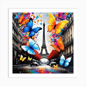 Paris With Butterflies 31 Art Print