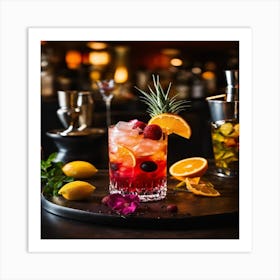 Cocktail On A Tray Art Print