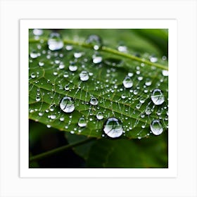 Raindrops On A Leaf Art Print