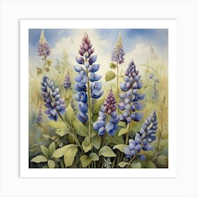 Lupins art print Art Print