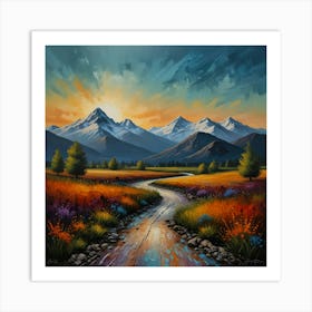 Sunset In The Mountains 2 Art Print