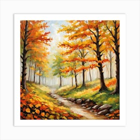 Forest In Autumn In Minimalist Style Square Composition 250 Art Print