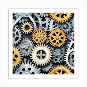 Mechanical Gears Background Art Print