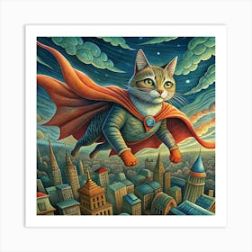 Cat Super Hero Art Print