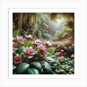 Lotus Flowers In The Jungle Art Print