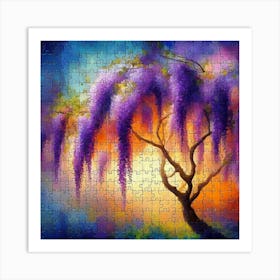 Abstract Puzzle Art Wisteria tree Art Print