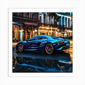 Blue Lamborghini Art Print