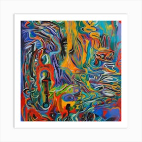 Abstract Painting, Acrylic On Canvas Art Print