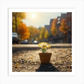 A Micro Tiny Clay Pot Full Of Dirt With A Beautifu (3) Art Print