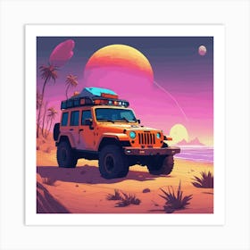 Jeep On The Beach 3 Art Print