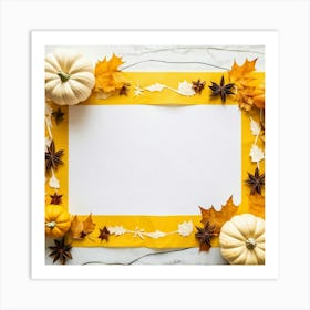 An Overhead Photograph Of A Hand Made Yellow Banner Design Celebrating The Transition Into The Fall (3) Art Print