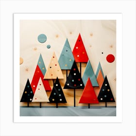 Abstract Christmas Tree In Festive Colors Art Print