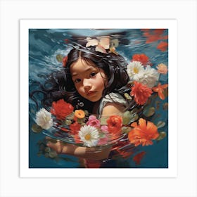 Girl In The Water Art Print