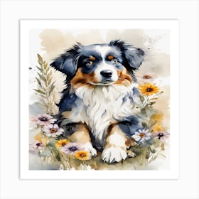 Australian Shepherd Painting Art Print