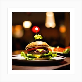 Hamburger On A Plate 4 Art Print