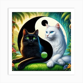 Yin Yang Cats 18 Art Print