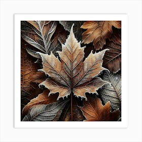 Frosty Leaves Art Print