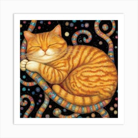 Sleeping Cat Art Art Print