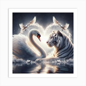 Swan And Tiger 2 Art Print