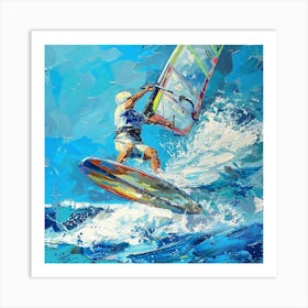 A Windsurfing Oil Painting Illustration 1718707403 2 Art Print