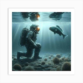 Scuba Diver With Fish Art Print