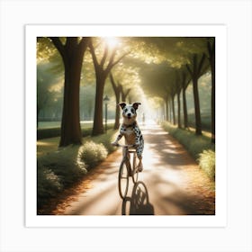 Dalmatian Riding A Bike art Art Print