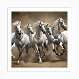 White Horses Running Art Print