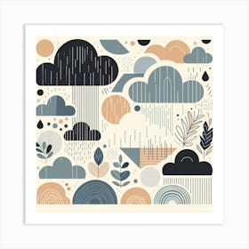 Scandinavian style, Clouds and rain Art Print