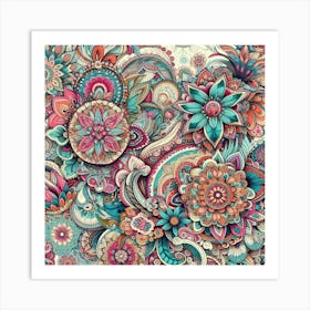 Psychedelic Floral Painting Art Print