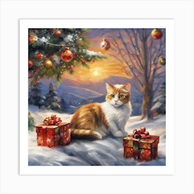 Christmas Cat 2 Art Print