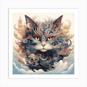 Cat In The Sky Art Print