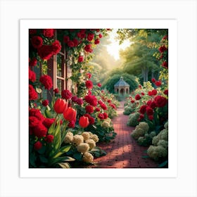 Into The Garden Red 1 Art Print