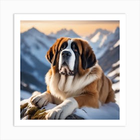 St Bernard Dog 88 Art Print