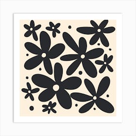 Abstract Monochrome Flowers 4 Art Print