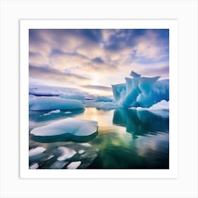 Icebergs In The Water 2 Art Print