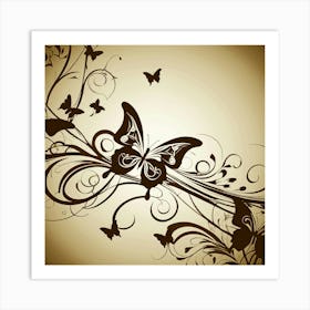 Butterflies And Vines 2 Art Print