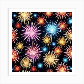 Fireworks Seamless Pattern 3 Art Print