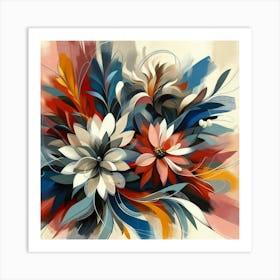 Abstract Floral Composition With Bold Brushstrokes And Vivid Colors, Style Abstract Expressionism 1 Art Print