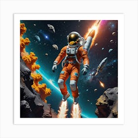 Cosmic Traveler: An Astronaut Among Stars and Planets Art Print