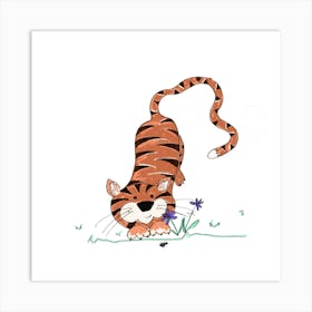 Tiger With Flowers 1 Art Print