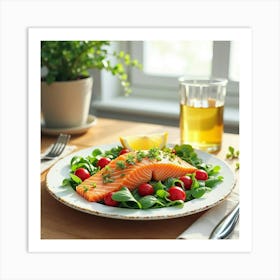 Salmon On A Plate Art Print