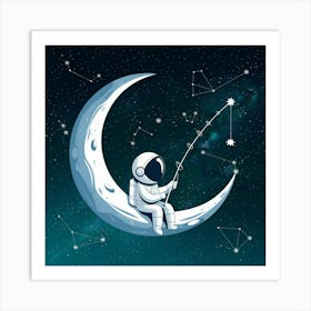 Astronaut On The Moon Art Print