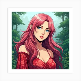 Pink Haired Enchantment Art Print