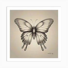 Butterfly Drawing 4 Art Print